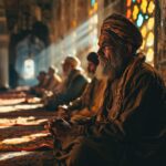 muslim-man-praying-mosque-with-sunlight-effect-worshiping-god-generative-ai_942102-9104